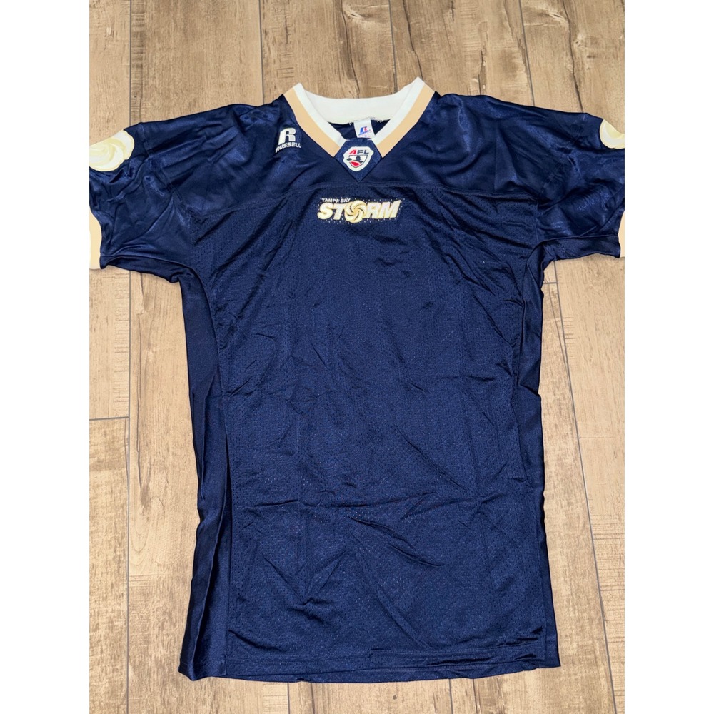 Vintage Russell Athletic Tampa Bay Storm AFL Jersey XL Navy Blue Made in USA